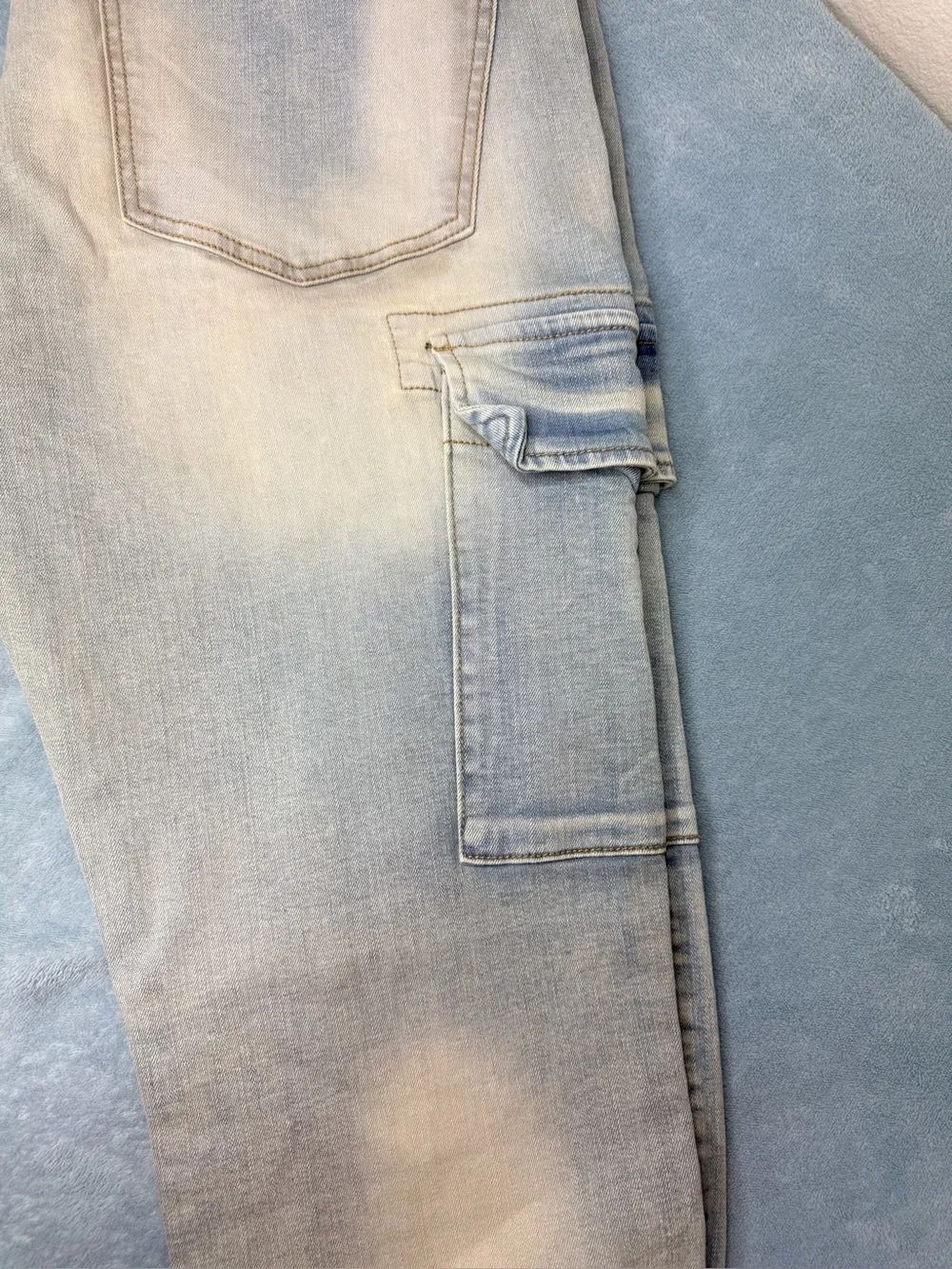 MNML Cargo Jeans Men’s 34 Light Wash Denim Utility Streetwear Y2K